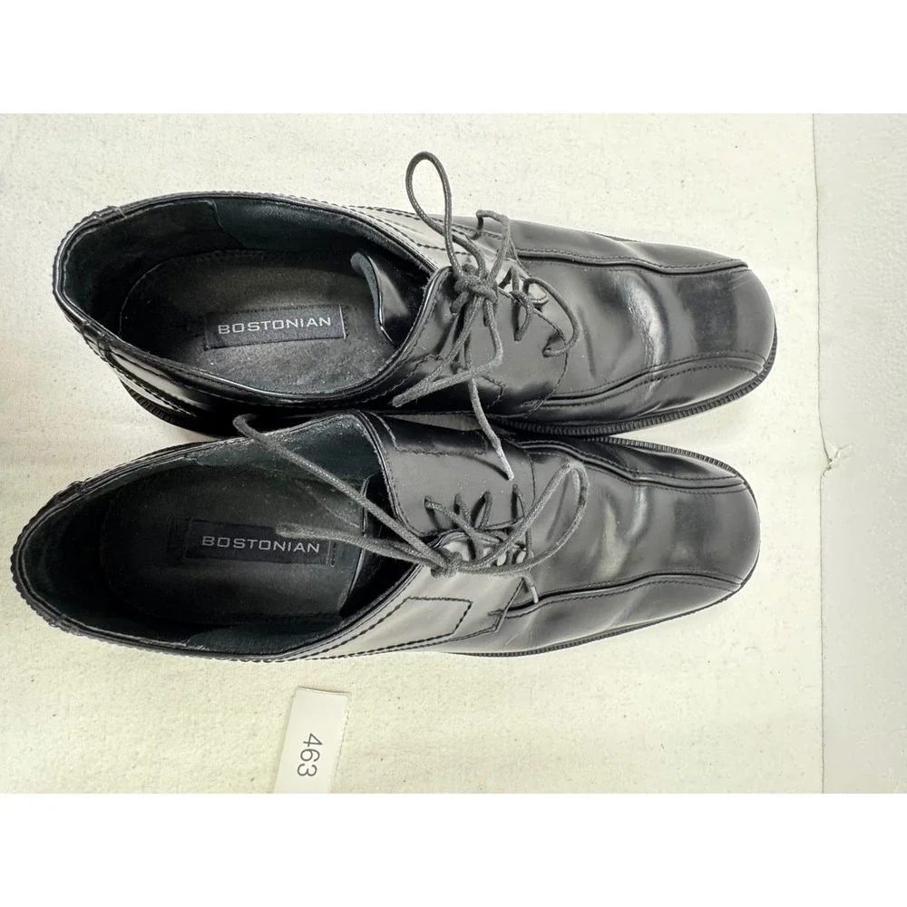 Bostonian Dress Shoes Mens 10 Black Leather Bicycle Toe Lace Up‎ Oxfords